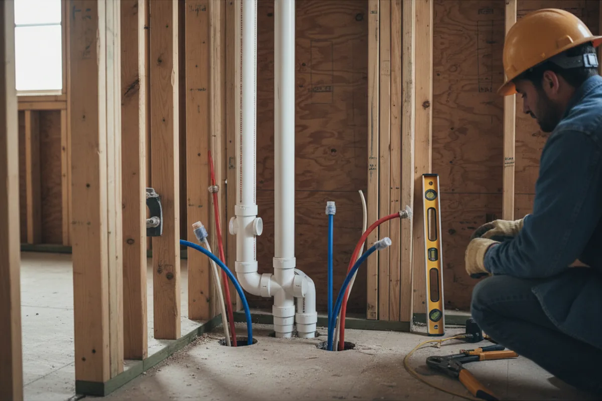 Drain and supply rough-in during Toilet Repair and Installation in Daleville