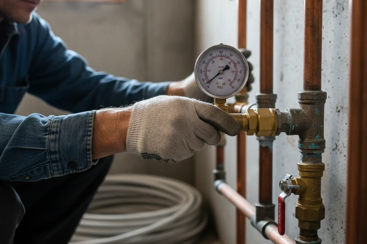 Pressure testing a repaired line during Water Line Repair in Daleville